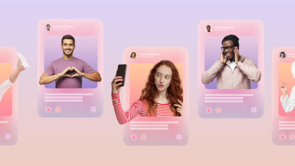 Conjunto de postagens em mídias sociais de diversas pessoas, usuários ativos ou blogueiros, influenciadores criando conteúdo, compartilhando com seus seguidores, com ícones de curtir, comentar e salvar abaixo.