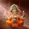 imagem de ganesha com um fecho de luz em um ambiente sagrado