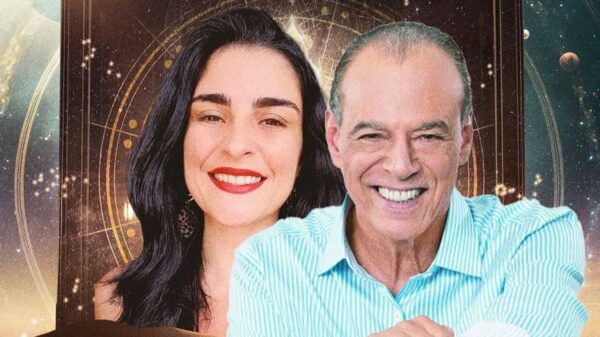montagem onde à esquerda está a astróloga viviane pettersen e à direta o astrólogo joão bidu